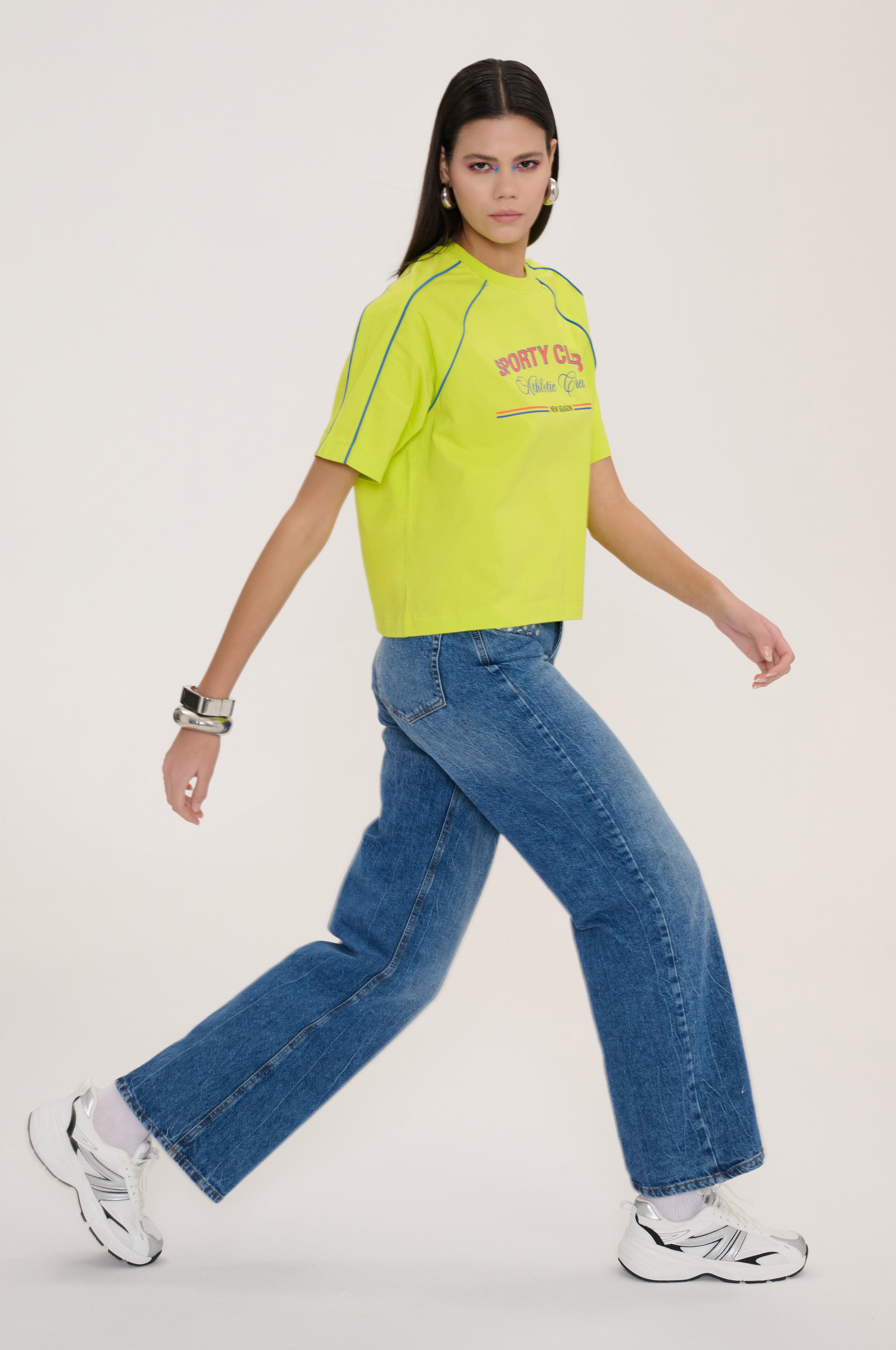 Basil Tee Crewneck Short Sleeve Cropped T-Shirt