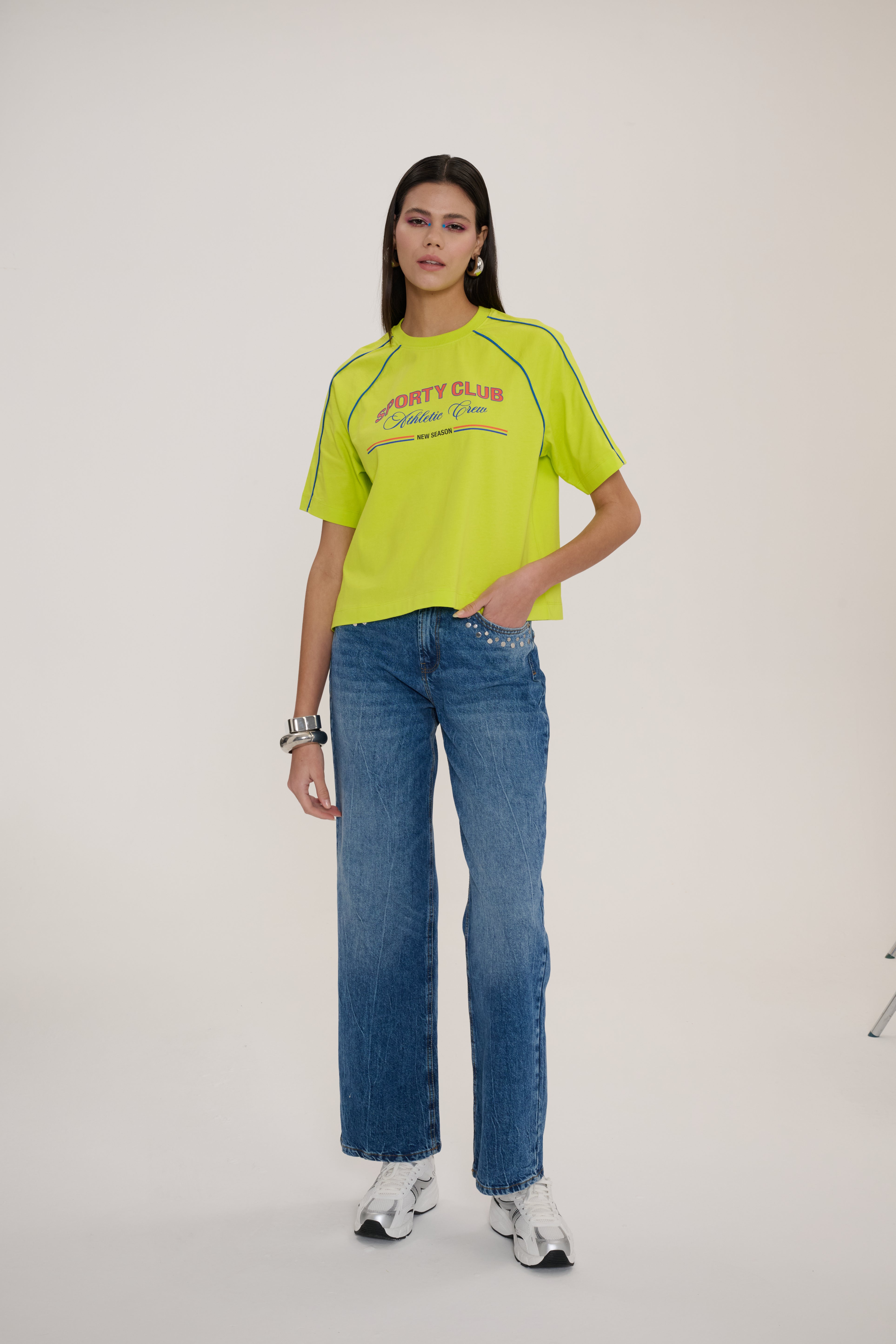 Basil Tee Crewneck Short Sleeve Cropped T-Shirt