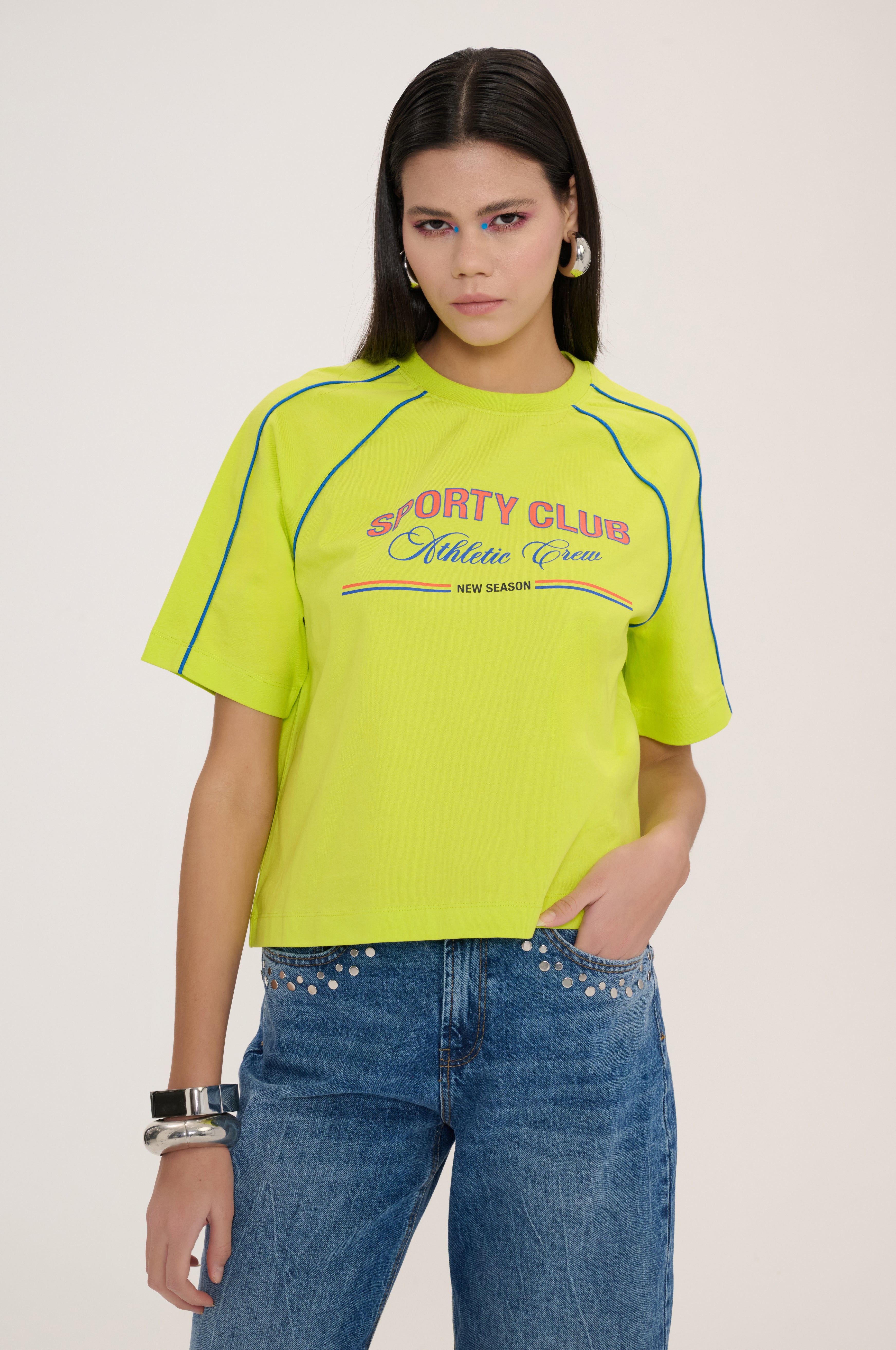 Basil Tee Crewneck Short Sleeve Cropped T-Shirt