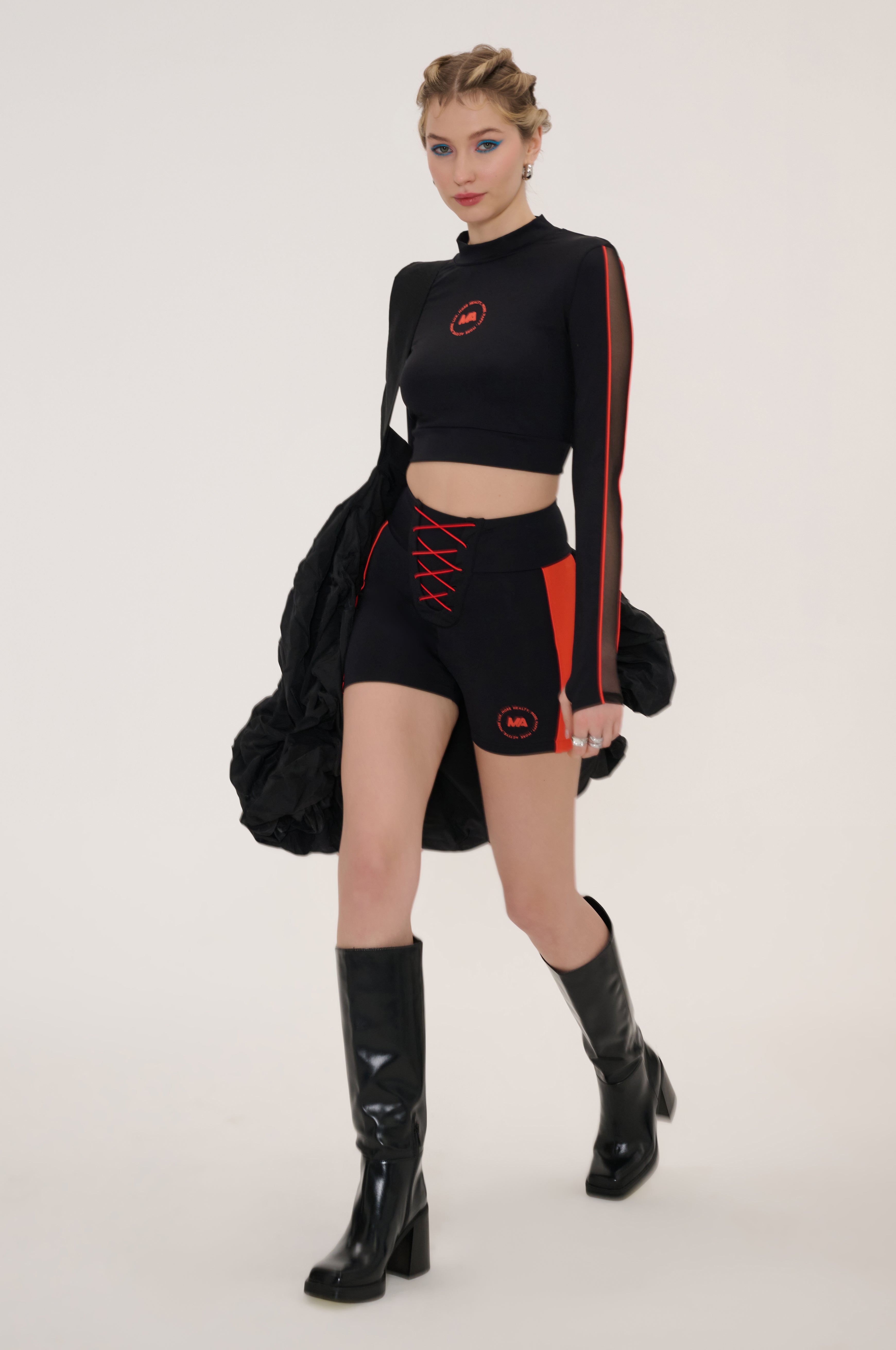 Roma Fancy Top With Cut Out Detailed Black